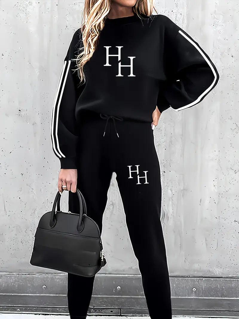 Women's Oversized Color-Block Hoodie Set – Trendy Cartoon Print Pullover With Drop Shoulder (S-XXL, Unisex Soft Polyester Lounge Wear)_ecoleips.com