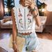 Women's Clothing Lace Embroidery Plant Round Neck Sleeveless Hollow T Shirt Chiffon Shirt_ecoleips.com