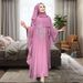 Middle Eastern Foreign Trade Cross-border Clothing, Round-neck Rhinestone Embellished Women's Robe, Malay Indonesian_ecoleips.com