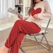 Factory Direct Cross-Border New Autumn Winter Women's Het Pajamas Two-Piece Pants Long Sleeve Loose Comfortable_ecoleips.com