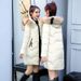 Women's Winter Longline Puffer Coat With Faux Fur Hood – Oversized Quilted Jacket, Thickened Warm Coat For Casual & Street Style_ecoleips.com