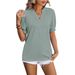 Women's V-Neck Short Sleeve T-Shirt With Wheat Pattern, Soft Breathable Solid Color Basic Top For Casual Wear_ecoleips.com