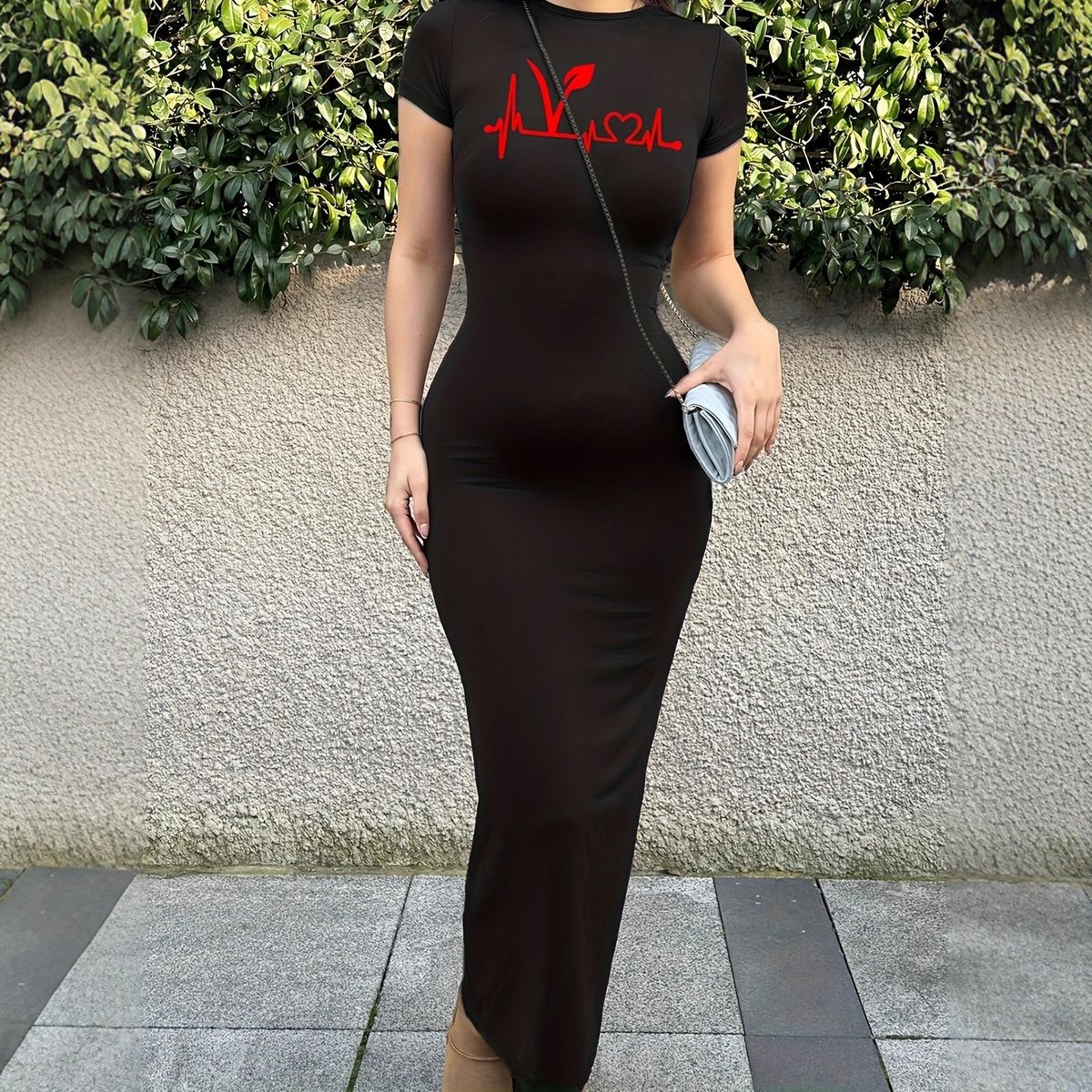 Women's Clothing Elegant Casual Long Dress 3177Z68 Slim Fit Round Neck Short Sleeve Women's Spring Summer Clothing_ecoleips.com