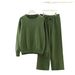 Luxury Knit Cozy Two-Piece Lounge Set for Women Oversized Sweater Wide-Leg Pants Soft Wool Blend Minimalist Fall Winter Staples_ecoleips.com