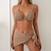 Women's Textured Bikini Set – Soft Touch Trianglar Top & High-Waisted Bottoms (Beige, S/M/L) – No Underwire Push-Up Swimwear_ecoleips.com