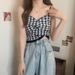 ng2510292 Women's Vest Spring Summer French Style Inner Unique Houndstooth Small Camisole Pure Desire Short Sweet Spicy Girl_ecoleips.com