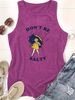 Simple Casual Loose Women's Printed Tank Top Cross-Border Round Neck Wholesale Umbrella Comfortable Deep Red_ecoleips.com