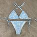 Women's Swimsuit Fashion Silk Star Same Style Seaside Beach Print High Waist Strap Bikini_ecoleips.com