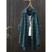 Women's Shirt With Korean-Style Loose Fit, Fashionable And Youthful Polo Collar Long-Sleeve Checkered Shirt_ecoleips.com