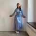 Modest Abaya Dress/Muslim Dress Women Elegant Long Sleeve Bodycon Dress With Rhinestone Accents – Slim Fit Formal Dress , Breathable & Stylish_ecoleips.com