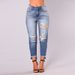 Women's Clothing Fashion Ripped Irregular Hem Nine Point Jeans For Women_ecoleips.com