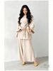 Women's Elegant Two Piece Set European American Style Cross Border Long Sleeved Solid Color Wide Leg Pants plus Size_ecoleips.com