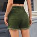Women's Clothing New Elastic Waist Drawstring Casual High Waist Raw Edge Denim Shorts For Women_ecoleips.com