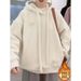 Plus Size Fleece-Lined Thickened Hooded Sweatshirt Jacket For Women, Spring Slimming And Concealing Korean Style Loose_ecoleips.com