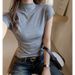 Early Autumn Semi-turtleneck Front Shoulder Short-sleeved T-shirt For Women's High-end Slim-fitting And Thin Bottoming Shirt_ecoleips.com