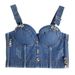 Sale Versatile Strap Button Adjustable Slim Fit Backless Denim Tube Top Camisole Hot Girl_ecoleips.com