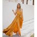 2025 Cross-Border Women's Fashion New Bohemian Solid Color V-Neck Sleeveless High Slit Plus Size Long Dress_ecoleips.com