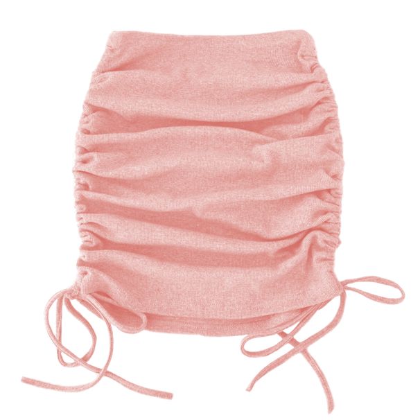 Women's Knitted Threaded Side Drawstring Elastic Pleated Skirt Sexy Slim Fit Adjustable Hip Skirt_ecoleips.com