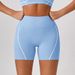 High Waist Contrast Color Yoga Pants for Women Tight Nude Feeling No Embarrassing Line Peach Hip Three Point Fitness Trousers_ecoleips.com