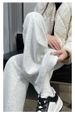 Gray Micro-pull Sweatpants Women's 2025 New Autumn Small Drape And Thin Horseshoe Flared Pants American Sweatpants_ecoleips.com
