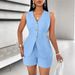 Women's Clothing Women's Fashion Solid Color V-Neck Vest Shorts Set Casual Temperament Style Clothing For Formal And Casual Occasions_ecoleips.com