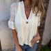 Women's Mid Sleeve Knit Cardigan Single Button Hollow Out Top Spring Autumn_ecoleips.com