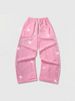 Urban Streetwear Distressed Denim Pants With Rhinestone Star & Rose Embroidery - Elastic Waist Drawstring Wide Leg Joggers For Men & Women_ecoleips.com