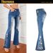 Women’s Clothing Flared Jeans For Women Heavy Industry Three Dimensional 3D Embroidery Women's Jeans Trousers Flared Pants_ecoleips.com
