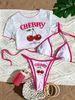 Slim Fit Two Piece Swimsuit Cross Border Foreign Trade Short Sleeved Printed Design Sexy Bikini Three Piece Set 2025_ecoleips.com