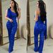 Women's Clothing Solid Color Sleeveless One Shoulder Sequined Trousers Jumpsuit_ecoleips.com
