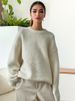 Women's Oversized Mohair Blend Sweater – Thick Knit Round Neck Pullover (Acrylic-Polyester, S-XXL) – Grey/Cream/Navy/Camel_ecoleips.com