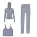 Women's Three Piece Sports Set Hooded Jacket U Back Bra Fitness Yoga Outfit Cropped Pants_ecoleips.com