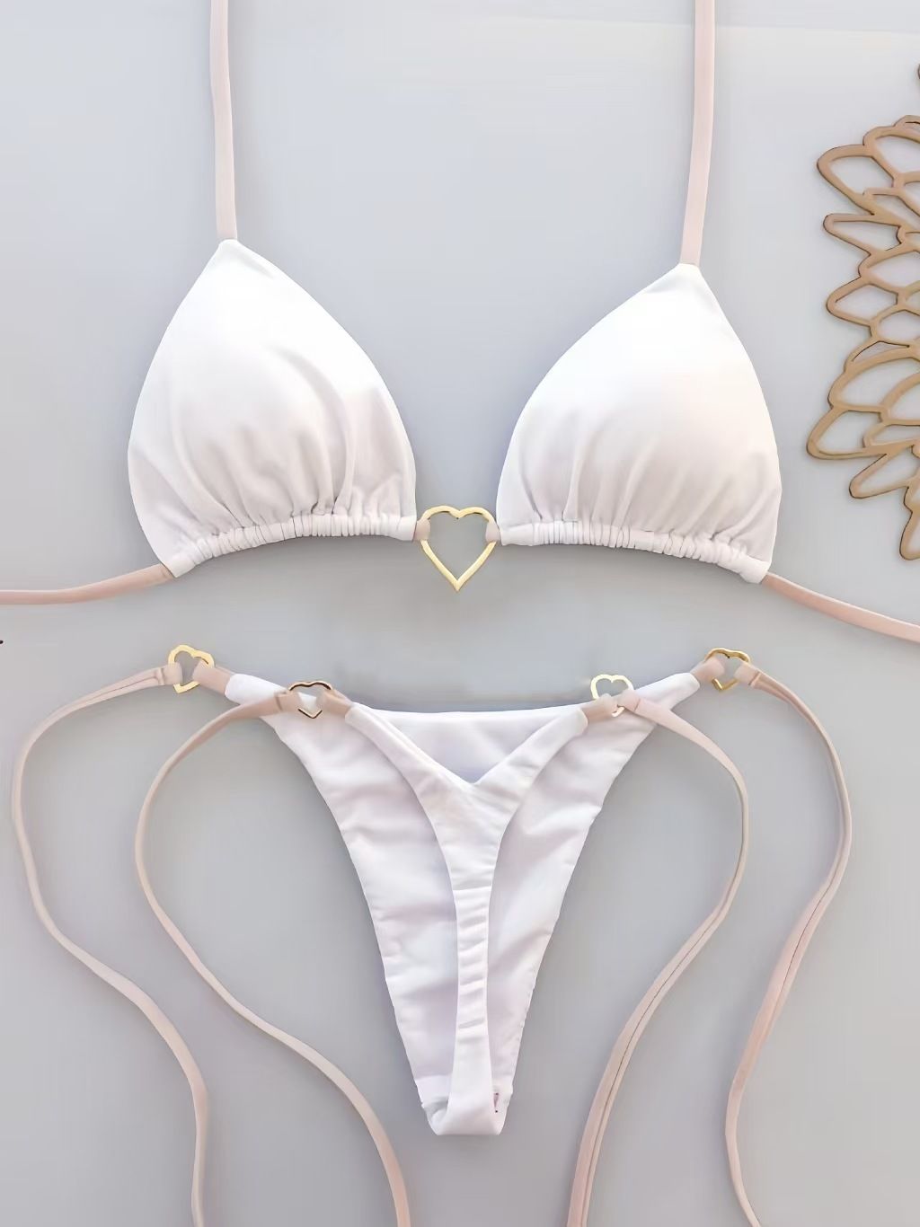 Women's Clothing Sexy Low-Waist Tie-Up Bikini Set – Heart Design & Nylon Fabric For American Style"_ecoleips.com