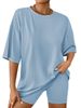 Women's Two-piece Set Solid Color T-shirt Cycling Shorts Summer Comfortable Leisure Commuting Two-piece Set_ecoleips.com