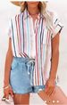 Women's Striped Shirt Short Sleeved Casual Fashion Style Summer Top Hot Selling_ecoleips.com