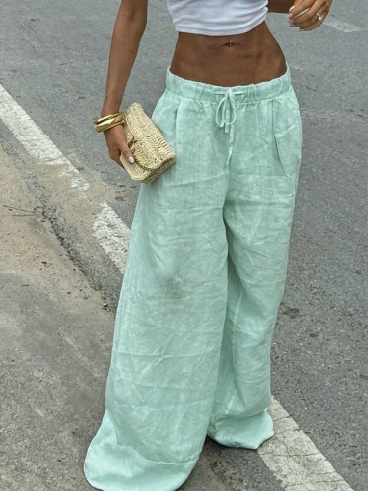 Women's Summer Thin Casual Pants Loose Slimming Solid Color Long Pants New Clothing_ecoleips.com