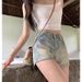 American Style Spicy Girl Denim Shorts, Women's Summer New High Waisted Design, A-Line Slimming, Elastic Blue Ultra_ecoleips.com