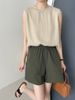 K Design Sense: Back Slit Round Neck Vest, Women's Casual Commuting Versatile Sleeveless Top_ecoleips.com