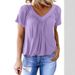 Personalized V Neck Raglan Sleeve T-Shirt Gathered Casual Everyday Home Top For Women New Style_ecoleips.com