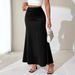 WG219 European Bestseller Summer New Solid Color High-Waisted Ruffled Elegant Slim Fit Fishtail Long Skirt_ecoleips.com