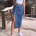 Women's Asymmetrical Side Slit Denim Midi Skirt – High Waist Slim Fit Casual Jean Skirt_ecoleips.com