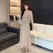 Autumn New Korean Fashion Mid-Length Vest 2-Piece Maternity Dress_ecoleips.com