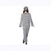 Unisex Halloween Cosplay Prisoner Costume Black And White Striped Set with Hat for Parties Dances Performances_ecoleips.com