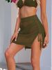 2024 New Cross-Border European American Sexy Bodycon Hollow Out See-Through Short Skirt With Drawstring And Slit For_ecoleips.com