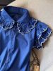 Klein Blue Women's Short Sleeve Shirt Peter Pan Collar Summer New Style Casual Elegant Fashion Top for Ages 16-45_ecoleips.com
