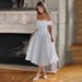 Elegant Women Solid Dress, Classic Off‑Shoulder Strapless Design, Minimalist Solid Tone, Graceful Slimming Casual Party Dress_ecoleips.com