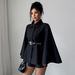 Women's Elegant Button-Down Coat - Oversized Batwing Sleeve Blazer With Belt, Minimalist Office Wear_ecoleips.com