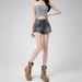 American Retro Denim Shorts Women's Summer New Wear High Waist Tight Elastic A Word Super Short Hot Pants_ecoleips.com