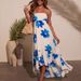 2025 Summer New Cross-Border Two-Tone Strap Bohemian Gown Printed Tie-Dye Dress_ecoleips.com