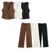 Women's Clothing Women's Textured Single Breasted Vest Vest High Waist Straight Trousers Casual Suit_ecoleips.com